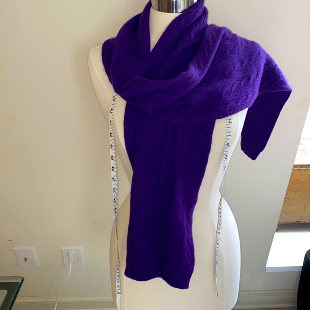 Ralph Lauren 100% cashmere cable knit purple scarf